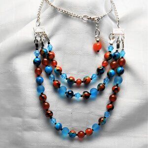 No696 Handmade land and sea trio of necklace, bracelet and earrings